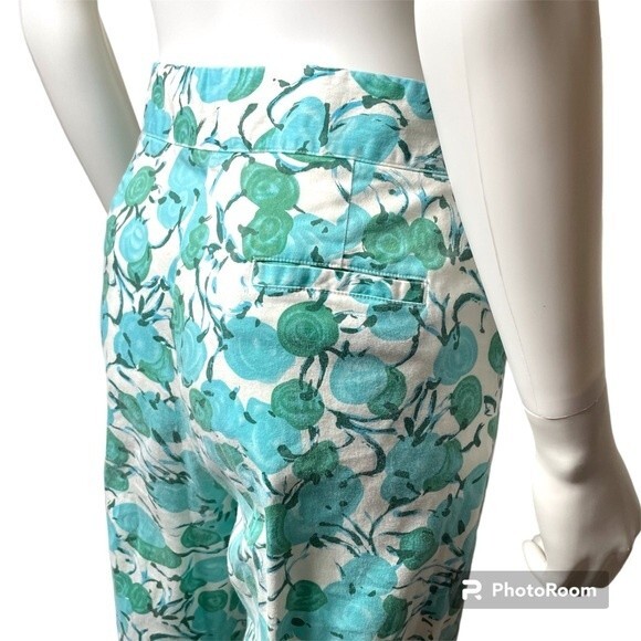 Ann Trinity Crop Pants Teal and Green Floral Print Size 12 - Picture 5 of 8